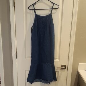 Urban Outfitters Light Blue Denim Slip Dress with Elastic Back